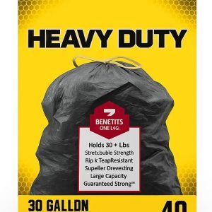 Heavy-Duty 30-Gallon Drawstring Trash Bags, 40 Count