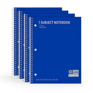 Wide-Ruled 1-Subject Notebooks, 4 Pack